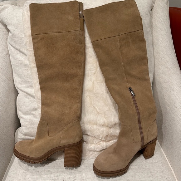Vince Camuto Dasemma Caramel Leather Over The Knee Block Heel Boot - Picture 2 of 6